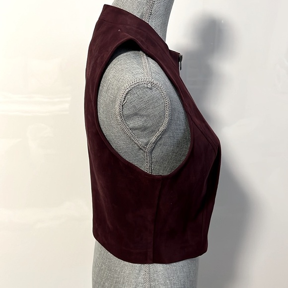 JACK BY BB DAKOTA Burgundy Faux Suede Crop Fitted Vest Zipper Closure, Size L - Picture 3 of 9
